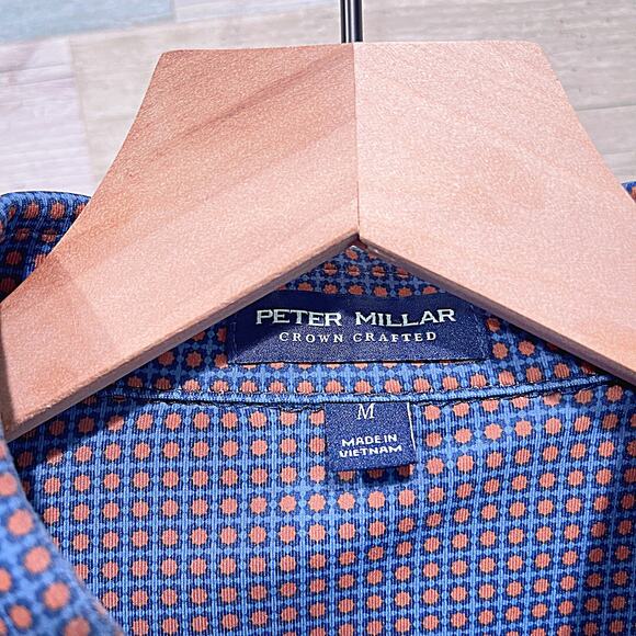 PETER MILLAR Crown Crafted Performance Golf Polo Blue Country Club Mens Medium - Picture 6 of 7